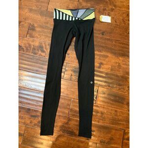 Lululemon Black Athletic Pants W/ Yellow, Blue & Green Striped Leggings, Size 4